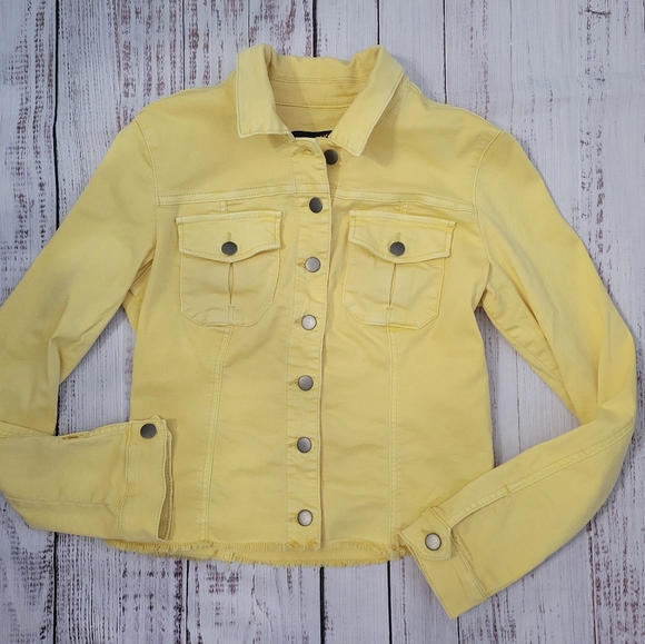 KUT From the Kloth Kara Denim Jacket Sunny Yellow Medium EUC - Picture 2 of 8